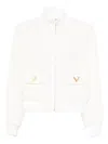 Valentino Logo Jersey Zip-up Sweatshirt In White