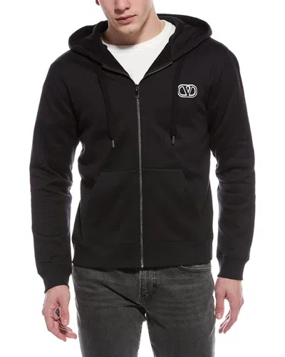 Valentino Zip Hoodie In Black