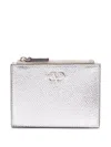 Valentino Zip Leather Wallet In Silver