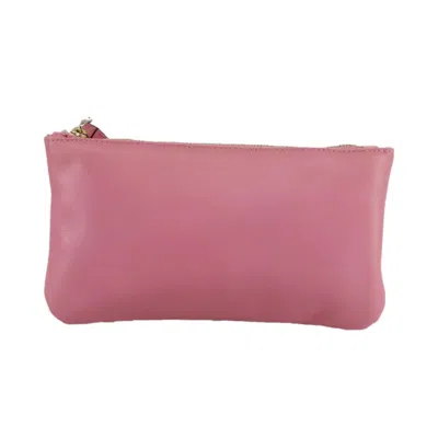 Pre-owned Valentino Garavani Zip Pouch Leather Leather Clutche & Pouche Bag () In Pink