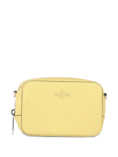 Pre-owned Valentino Garavani Zipped Leather Pouch In Yellow