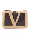 Valentino Viva Superstar Small Shearling Shopping Shoulder Bag In Black