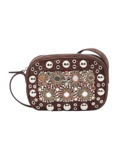 Valentino Garavani Zipper Shoulder Bag In Brown