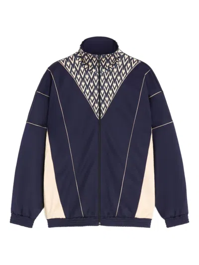 Valentino Acetate Sweatshirt With Zip And Inlaid Toute La V Print In Blue