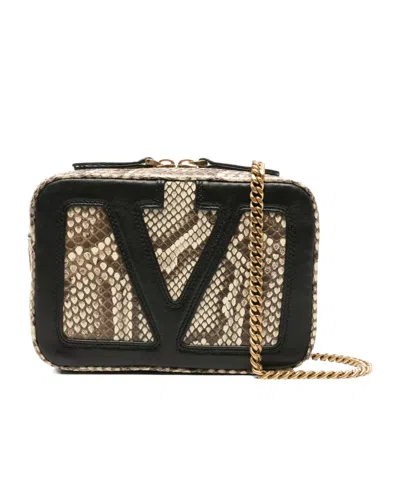 Valentino Garavani Zippered Shoulder Bag In Brown