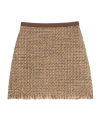 Valentino Frayed Wool-blend Tweed Mini Skirt In Brown
