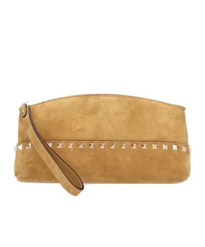 Valentino Garavani Zip-top Clutch In Brown