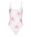 Valentino Starfish Printed Swimsuit In Ivory/pink