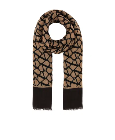 Valentino Garavani Toile Iconographe Scarf In Brown