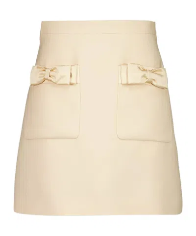 Valentino Bow Detailed Mini Skirt In Brown