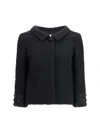 Valentino Button Embellished Tweed Jacket In Black