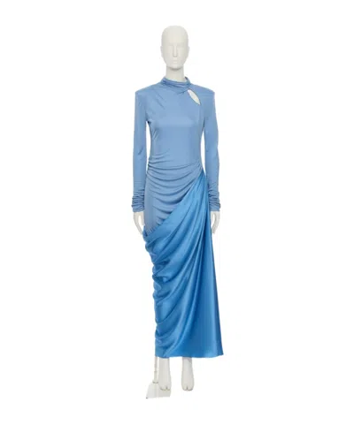 Valentino Draped Cut-out Detailed Long-sleeved Dress In Multi