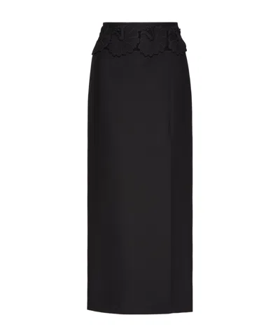 Valentino Wool-blend Maxi Skirt In Black