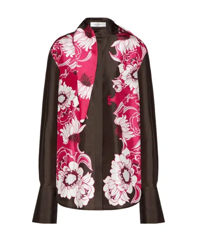 Valentino Floral Pattern Shirt In Brown