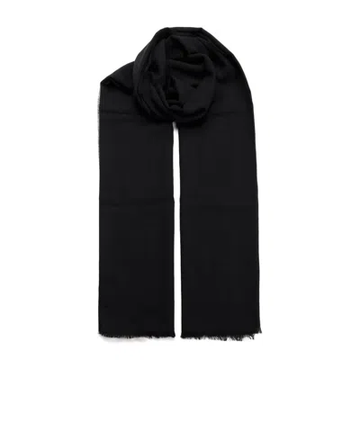 Valentino Fringed Edge Scarf In Black