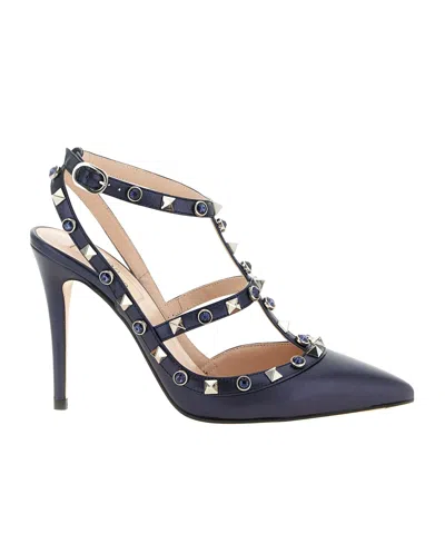 Valentino Garavani Valentino Garavani Rockstud Pointed Top Pumps In Blue
