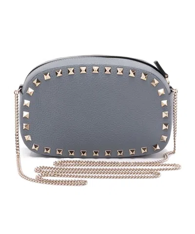Valentino Garavani Valentino Garavani Rockstud Zip-up Mini Crossbody Bag In Gray
