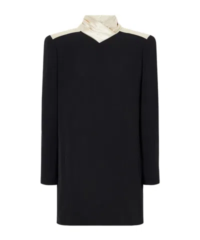 Valentino High Neck Long-sleeved Dress In Black