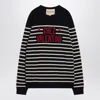 Valentino Chez  Wool Striped Sweater In Blue