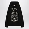 Valentino Black Sweatshirt With Le Chat De La Maison Patch In Black