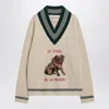 Valentino Butter-coloured Sweater With Le Chien De La Maison Embroidery In Beige