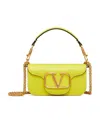 Valentino Locò Vlogo Plaque Foldover Top Shoulder Bag In Yellow