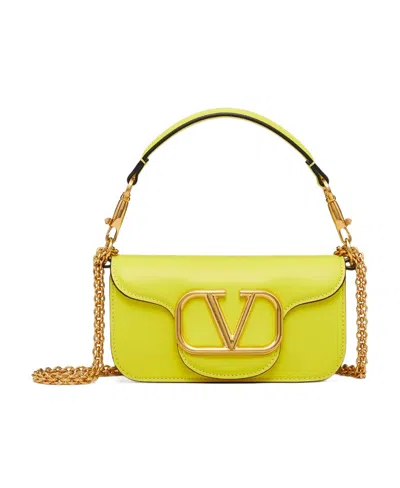 Valentino Garavani Valentino Locò Vlogo Plaque Foldover Top Shoulder Bag In Yellow