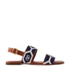 Valentino Embroidered Fabric Vlogo Signature Flat Sandals In Black