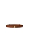 Valentino Logo Plaque Buckled Belt In Brown