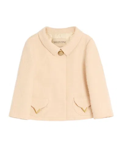 Valentino Logo Plaque Button Embellished Jacket In Neutral