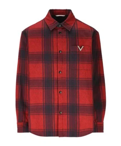 Valentino V Detail Shirt Jacket In Red