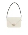 Valentino Logo Plaque Foldover Top Shoulder Bag In White