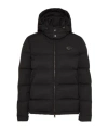 Valentino Nylon Hooded Down Jacket With Leather Patch And Vlogo Signature In Black