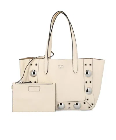 Valentino Garavani Valentino Nellcôte Vlogo Signature Shoulder Bag In White