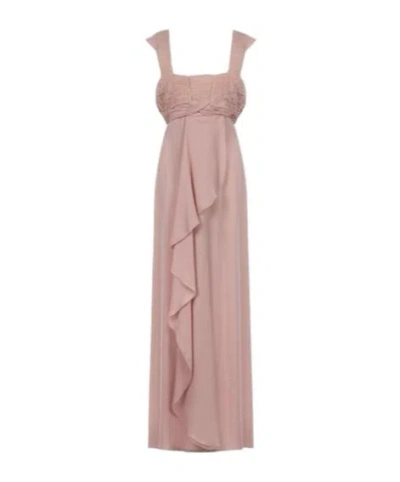 Valentino Embroidered Frill Maxi Dress In Pink