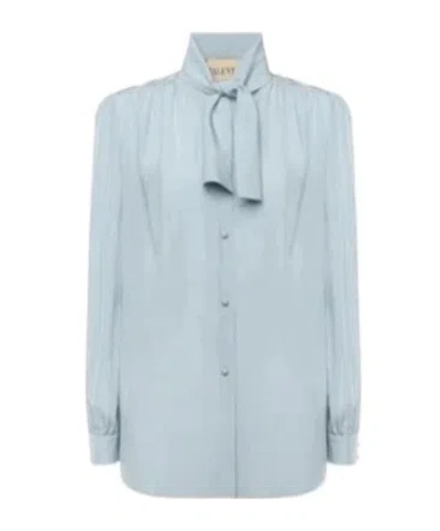 Valentino Tie-collar Button-up Shirt In Blue