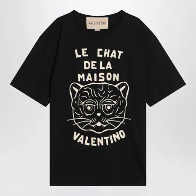 Valentino Chat De La Maison Cotton T-shirt In Black