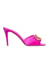 Valentino Satin Escape Mules Embellished Detail Open Toe In Pink/multicolor