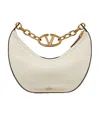 Valentino Small Vlogo Moon Hobo Bag In Grainy Calfskin With Chain In Nude