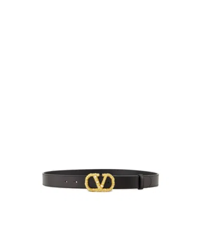 Valentino Garavani Valentino Vlogo Signature Embellished Belt In Black