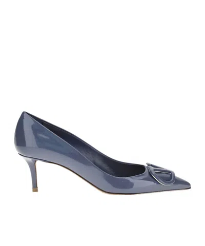 Valentino Garavani Valentino Vlogo Signature Pointed Toe Pumps In Blue