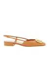 Valentino Vlogo Ballerinas In Brown