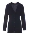Valentino Knitwear With Belted Waist And V-neck In Black