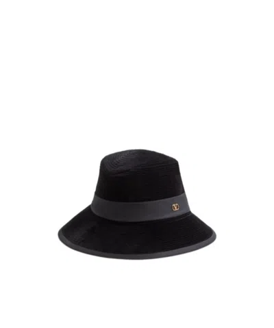 Valentino Garavani Valentino Wide Brim Fedora In Black