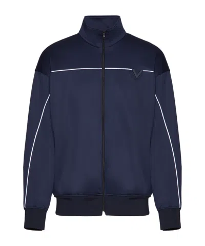 Valentino Zip-up High Neck Jacket In Black
