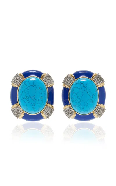 Valére Cherly 24k Gold-plated Turquoise Earrings In Blue