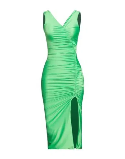 Valeria Mazza Woman Midi Dress Lime Green Size 8 Polyester, Elastane