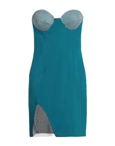 Valeria Mazza Woman Mini Dress Deep Teal Size 8 Polyester, Elastane
