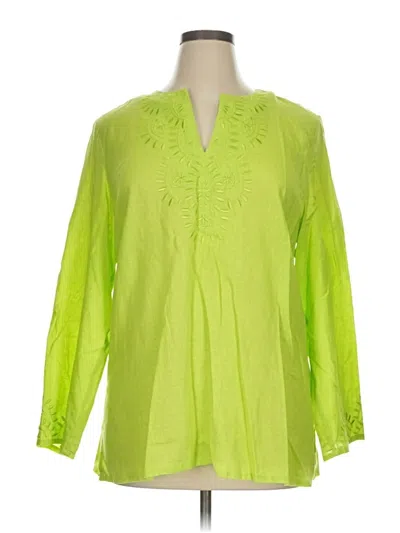 Pre-owned Valerie Bertinelli Long Sleeve Blouse In Green