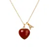 Valerie Chic Women's Brown / Gold Initial Letter Carnelian Heart Necklace In Multi